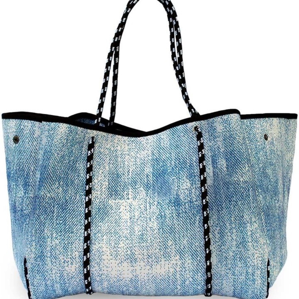Elegant Blue Textured Tote Bag
